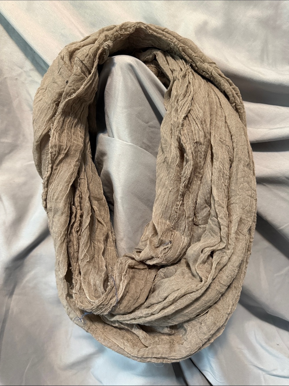 Tasha Taupe Crinkled Infinity Scarf
